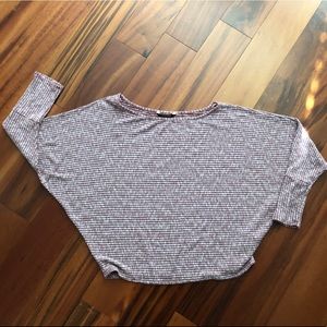 Peyton Jensen Womens Crew Neck Dolman Sleeve Ribbed Cropped Sweater Top Medium